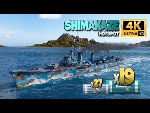 Destroyer Shimakaze behind enemy lines on map Hotspot - World of Warships