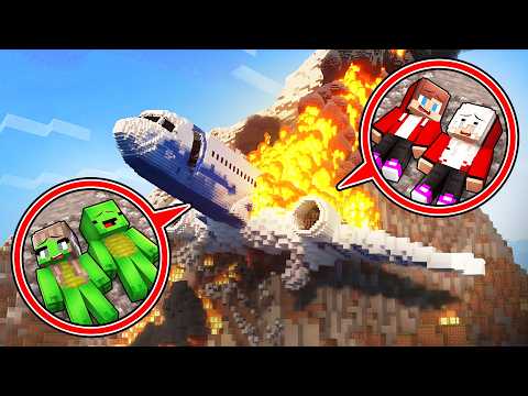 Mikey Family & JJ Family Survive The AIRPLANE CRASH ON THE MOUNTAIN in Minecraft (Maizen)