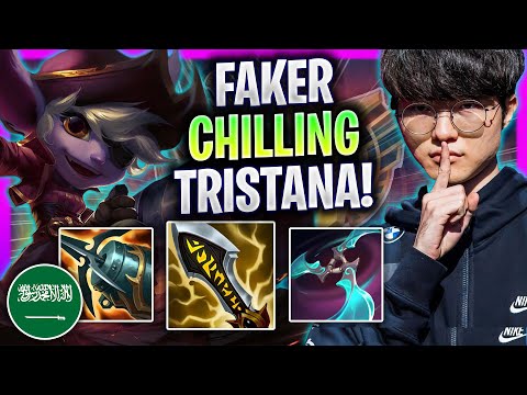FAKER CHILLING WITH TRISTANA! (PLAYING IN ARABIA) T1 Faker Plays Tristana Mid vs Akali!