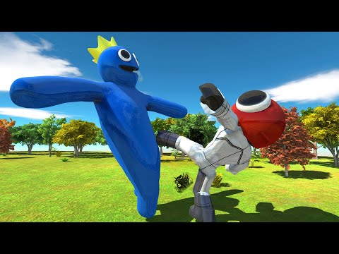 Rainbow Friends Blue vs Rainbow Friends Red - Animal Revolt Battle Simulator