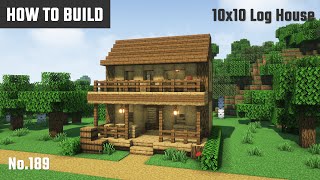 マイクラ建築：ログハウス風の2階建て酒場の作り方。10x10ブロックで簡単に。No.189【Minecraft】