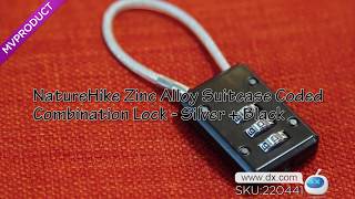 DX:NatureHike Zinc Alloy Suitcase Coded Combination Lock - Silver + Black