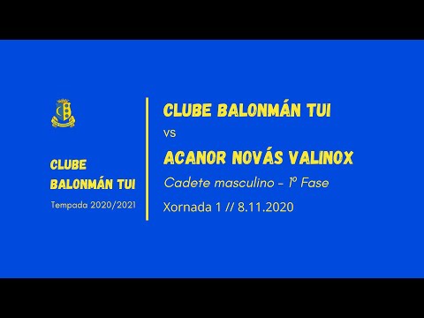 BM Tui vs Novas, Jornada 1. Cadete masculino.07/11/2020