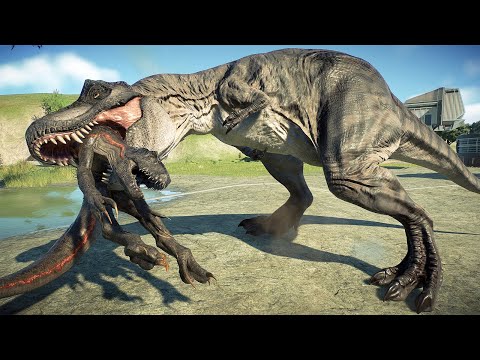 🔴T-REX vs ALL LARGE & MEDIUM CARNIVORE AND HERBIVORE - Jurassic World Evolution 2