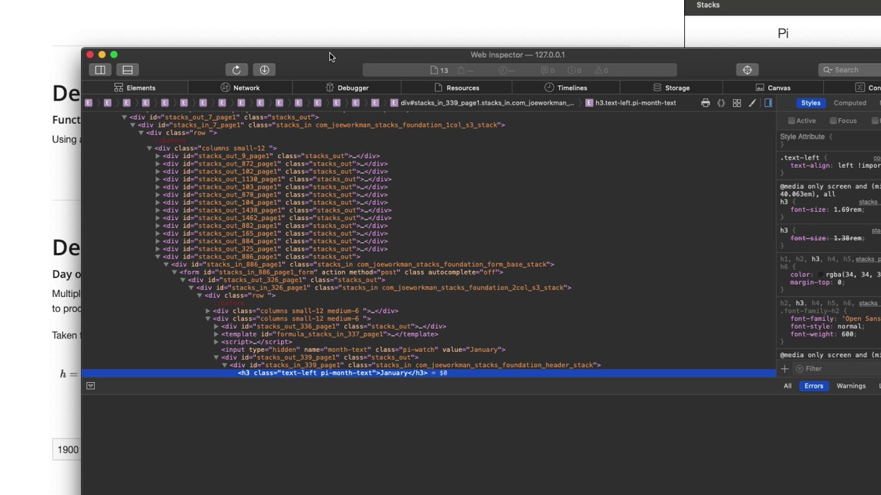 Working in Forms with Pi