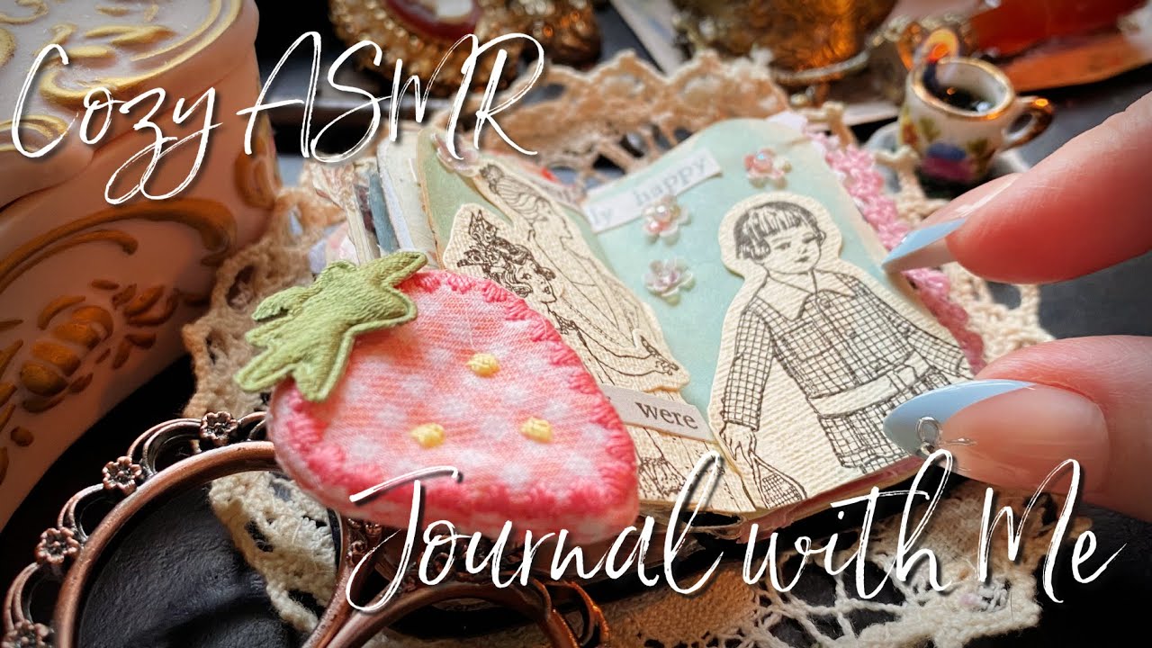 Tiny Vintage Art Diary 🤏 🕯️ Light Academia Journal with Me | ASMR No Talking