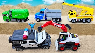 Rescue Police Car and Construction Vehicles Excavator Toy Play | BonBon Cars TV
