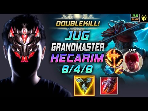 GrandMaster Hecarim Jungle vs Lee Sin - 천상계 정글 헤카림 템트리 룬 트포 정복자 ヘカリム Гекарим 战争之影 - LOL KR 11.11