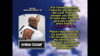 Raymona Toussaint ~ Short Obituary