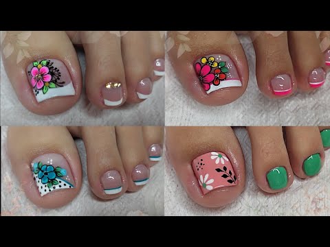 DISEÑOS DE UÑAS PAR PIES CON FLORES 🌸 🌺🌼 #miarteentusuñas