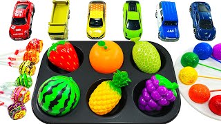 Satisfying Video of TOMICA & Lollipop Candy with Fruit Cutting 09