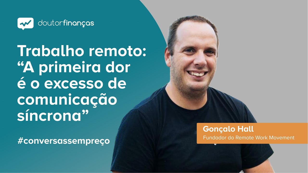 Imagem de um ecrã onde se vê o programa Conversas sem Preço com a entrevista a Gonçalo Hall sobre trabalho remoto em Portugal