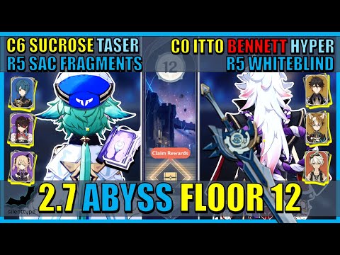 C6 Sucrose Taser + C0 Itto Whiteblind - Bennett HyperCarry 2.7 Abyss Floor 12 | Genshin Impact