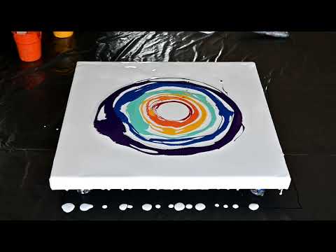 (702) Rainbow sunset ~ Acrylic pouring flip cup tutorial ~ Fluid art ~ Abstract painting