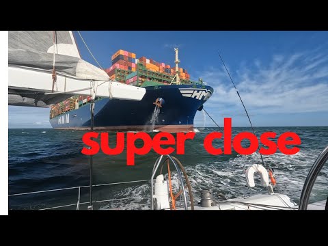 #6 | Solo Sailing | Passing a MASSIVE Ship at Sea