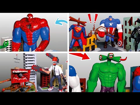 Making All MONSTERS SUPERHEROES  With clay ➜ Dioramas Part 7 | ClayHolic