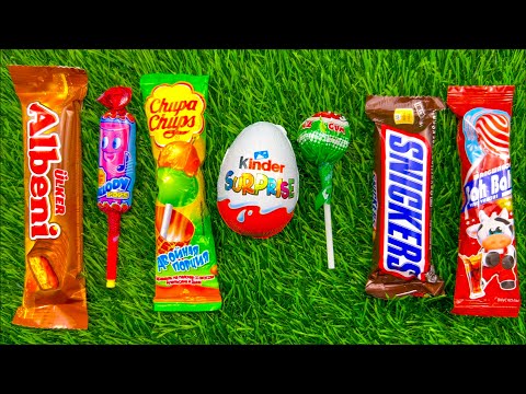 ASMR Most Popular Candys / some lots of colorful rainbow lollipop candy / unpacking chocolate eat