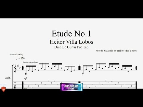 Etude No.1 by Heitor Villa Lobos with Guitar Tutorial TABs