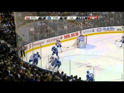 Leo Komarov hits PK Subban . Feb 27 2013