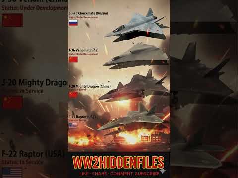 Fighter aircraft: Su-75 Checkmate, F-22 Raptor, J-20 Mighty Dragon, J-36 Venom #shorts
