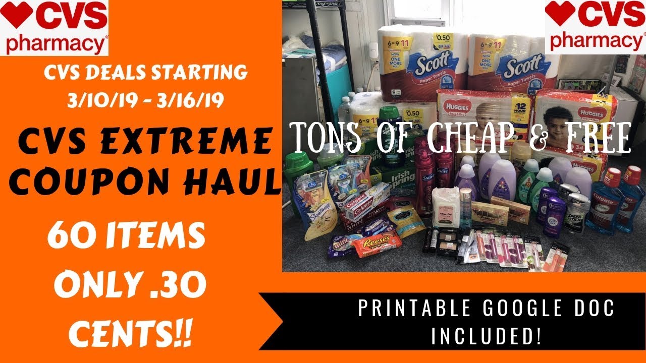 <h1 class=title>CVS Extreme Coupon Haul Deals Starting 3/10/19~60 Items ONLY .30 Cents Each! Tons of FREE & Cheap❤️</h1>
