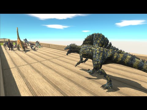 Units trying to escape from Suchomimus - Animal Revolt Battle Simulator