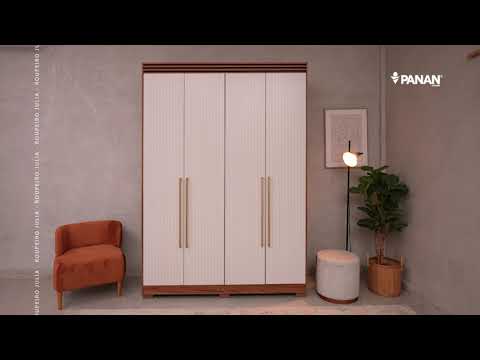 Video thumbnail of Guarda Roupa Julia Panan 4 Portas e 6 Pés inclusos