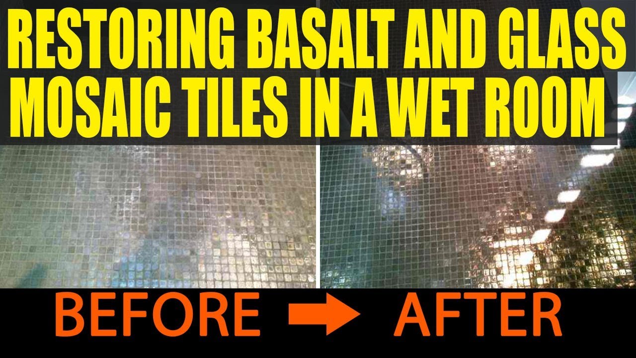 Basalt and Glass Mosaic tiles in a wet room London