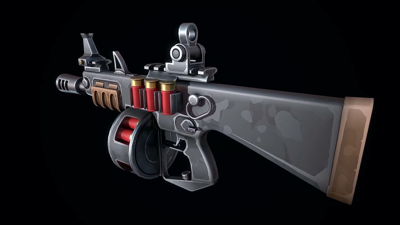 Stylizowana strzelba AA12 Model 3D