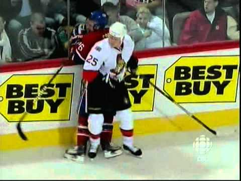 Chris Neil crushes Josh Georges