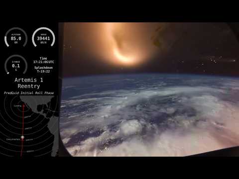 Artemis 1 Reentry video with Telemetry