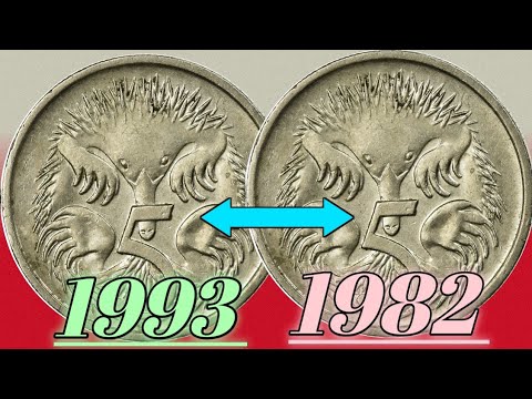 Thumbnail for Collected 5 Cent Australia Coins 1993 & 1982 | Queen Elizabeth II Echidna Design | Full History 
