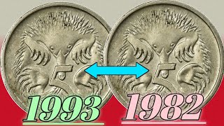 Collected 5 Cent Australia Coins 1993 & 1982 | Queen Elizabeth II Echidna Design | Full History 