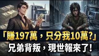 ✅️合夥跑車賺了197萬，年底兄弟竟只砸給我10萬？「車是我的，你只出了力！」一年後看他破產落魄流落街頭！
