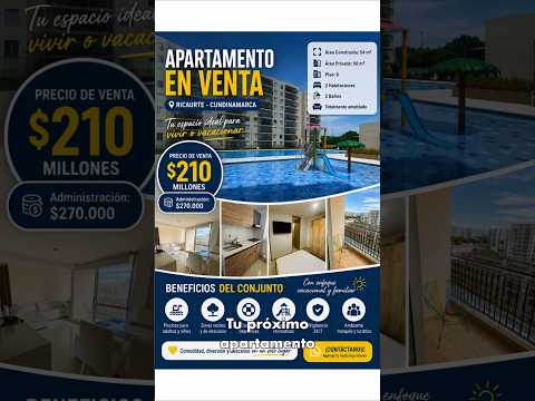 🏡✨ ¡Apartamento en venta en Ricaurte - Cundinamarca! ✨💰 $210.000.000🛏️ 2 hab | 🚿 2 baños | 📐 54 m²