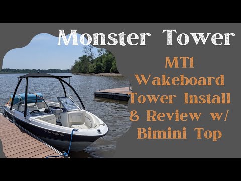 Budget Wakeboat Build | Monster Tower MT1 Wakeboard Tower Installation and Review with Bimini Top