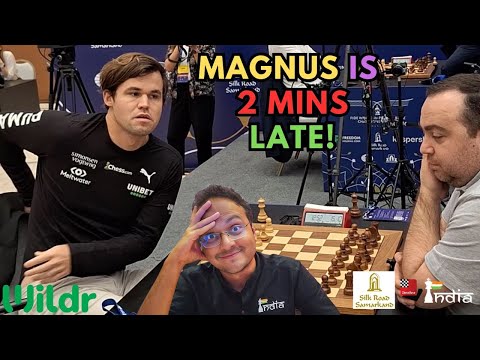 Magnus Carlsen is 2 mins late again! | Carlsen vs Petrosian | World Rapid 2023