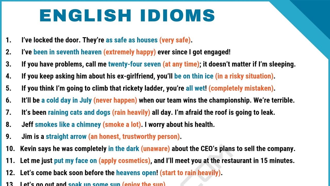 100 Common Idioms Frequently Used in Daily English Conversations