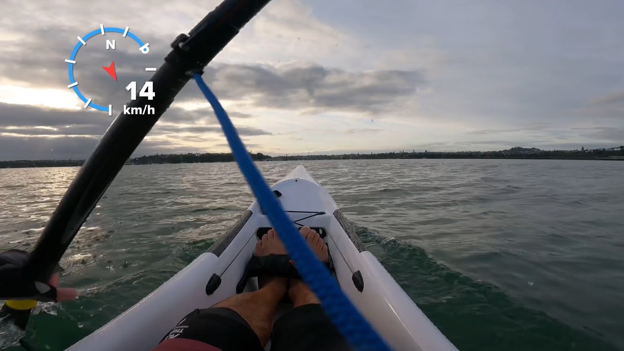 Paddling by Okahu Bay - Fenn surfski Swordfish S (fennix version)