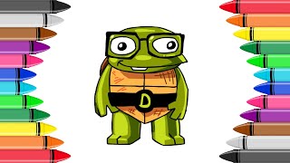 How to DRAW Baby DONNIE Ninja Turtle