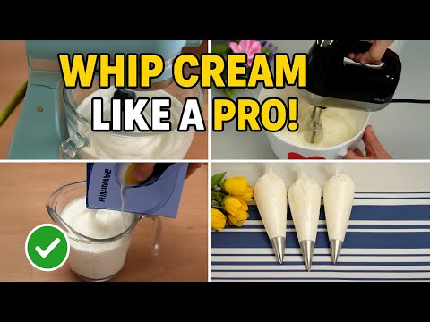 HOW TO WHIP CREAM PERFECTLY: 2 EASY METHODS (Free Baking Lessons)