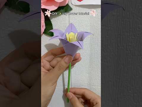 How to make lily flower 🌹 DIY lily paper flower tutorial ✨🌸🩷 #art #diy #diycrafts #diyflower