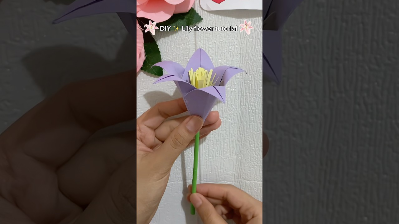 How to make lily flower 🌹 DIY lily paper flower tutorial ✨🌸🩷 #art #diy #diycrafts #diyflower