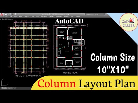 Column Layout Plan in AutoCAD | 10"x10" Column layout Center Line Plan | Column Placement