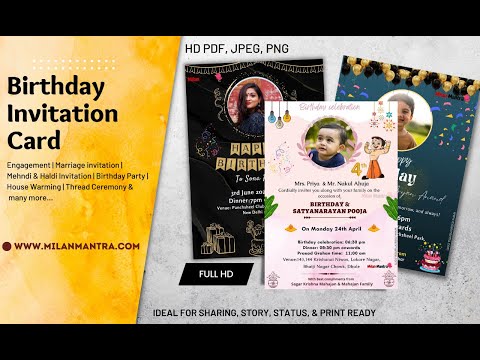 Happy Birthday Invitation card 2024 | Birthday card designs for Free | Milan Mantra