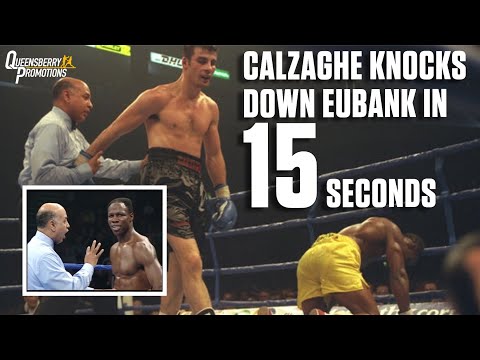 Joe CALZAGHE takes just FIFTEEN SECONDS to knock down Chris EUBANK in first round of 1997 clash