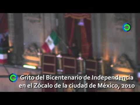 Felipe Calderón da el Grito del Bicentenario de Independencia de México