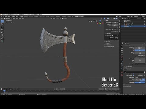 Axe Style 1  - Sculpting in ZBrush 2019 - Retopo and Texture in Blender 2.8