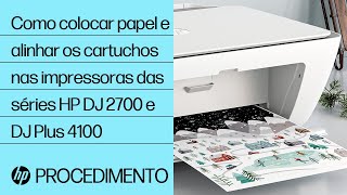 Como colocar papel e alinhar os cartuchos nas impressoras das séries HP DeskJet 2700 e DeskJet Plus 4100