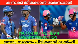 RR vs DELHI CAPITALS | IPL 2020 Match 30 | Malayalam Preview | Dream 11 Prediction |